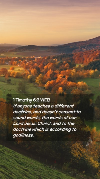 Picture 02 - 1 Timothy 6:3 WEB Mobile Phone Wallpaper - If anyone teaches a different doctrine, and - Mobile Bible Verse Wallpaper