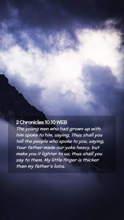 Picture 02 - 2 Chronicles 10:10 WEB Mobile Phone Wallpaper - The young men who had grown up with him spoke to - Mobile Bible Verse Wallpaper