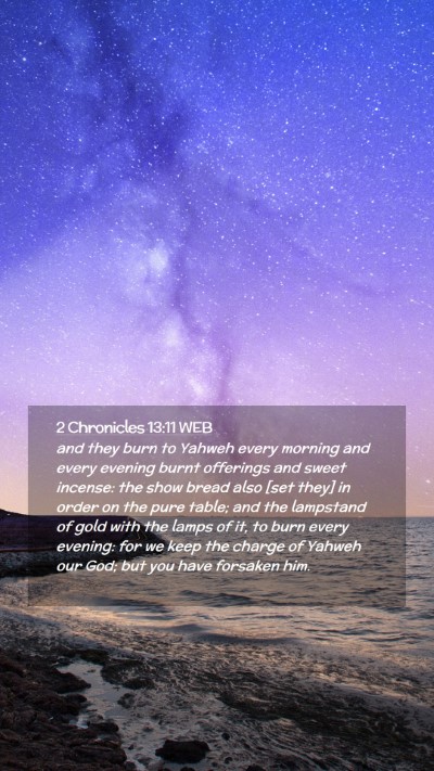 Picture 02 - 2 Chronicles 13:11 WEB Mobile Phone Wallpaper - and they burn to Yahweh every morning and every - Mobile Bible Verse Wallpaper