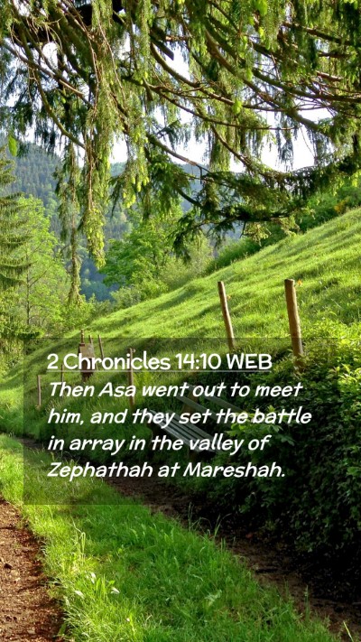 Picture 02 - 2 Chronicles 14:10 WEB Mobile Phone Wallpaper - Then Asa went out to meet him, and they set the - Mobile Bible Verse Wallpaper