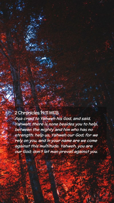 Picture 02 - 2 Chronicles 14:11 WEB Mobile Phone Wallpaper - Asa cried to Yahweh his God, and said, Yahweh, - Mobile Bible Verse Wallpaper