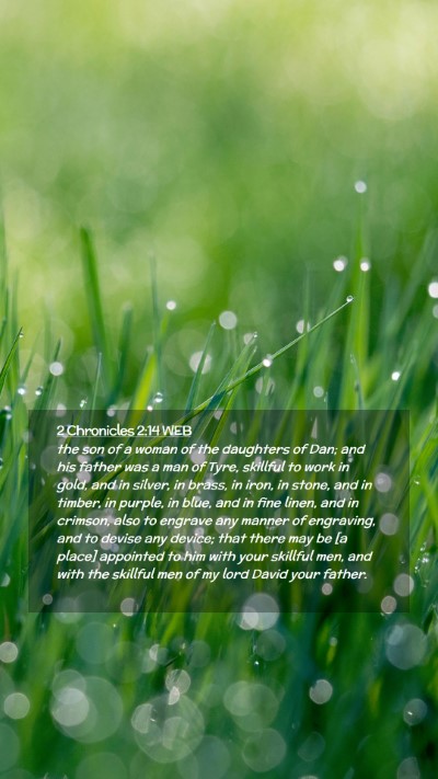 Picture 02 - 2 Chronicles 2:14 WEB Mobile Phone Wallpaper - the son of a woman of the daughters of Dan; and - Mobile Bible Verse Wallpaper