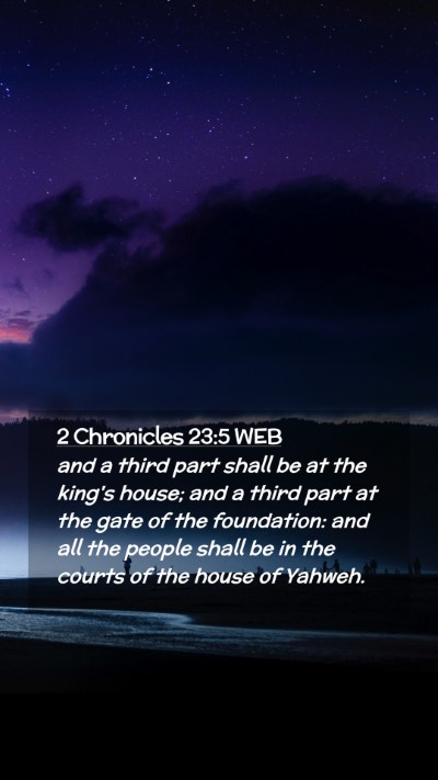 Picture 02 - 2 Chronicles 23:5 WEB Mobile Phone Wallpaper - and a third part shall be at the king's house; - Mobile Bible Verse Wallpaper