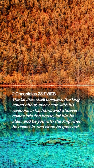 Picture 02 - 2 Chronicles 23:7 WEB Mobile Phone Wallpaper - The Levites shall compass the king round about, - Mobile Bible Verse Wallpaper