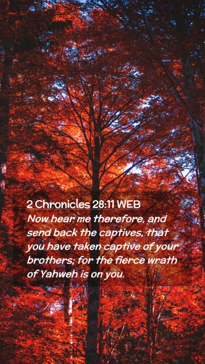 Picture 02 - 2 Chronicles 28:11 WEB Mobile Phone Wallpaper - Now hear me therefore, and send back the - Mobile Bible Verse Wallpaper