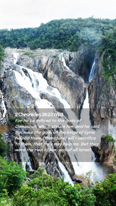 Picture 02 - 2 Chronicles 28:23 WEB Mobile Phone Wallpaper - For he sacrificed to the gods of Damascus, which - Mobile Bible Verse Wallpaper