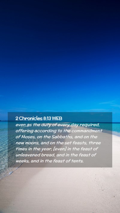 Picture 02 - 2 Chronicles 8:13 WEB Mobile Phone Wallpaper - even as the duty of every day required, offering - Mobile Bible Verse Wallpaper