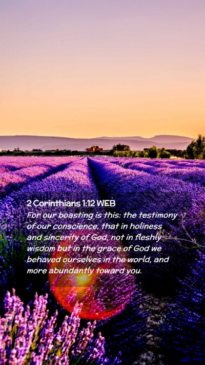 Picture 02 - 2 Corinthians 1:12 WEB Mobile Phone Wallpaper - For our boasting is this: the testimony of our - Mobile Bible Verse Wallpaper