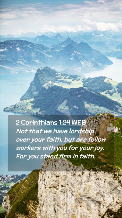 Picture 02 - 2 Corinthians 1:24 WEB Mobile Phone Wallpaper - Not that we have lordship over your faith, but - Mobile Bible Verse Wallpaper