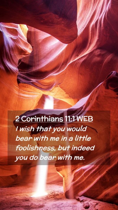 Picture 02 - 2 Corinthians 11:1 WEB Mobile Phone Wallpaper - I wish that you would bear with me in a little - Mobile Bible Verse Wallpaper