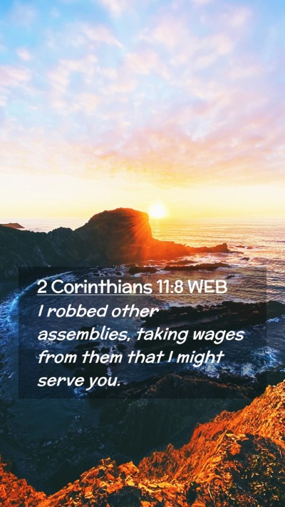 Picture 02 - 2 Corinthians 11:8 WEB Mobile Phone Wallpaper - I robbed other assemblies, taking wages from them - Mobile Bible Verse Wallpaper