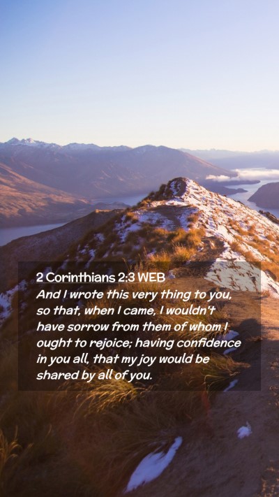 Picture 02 - 2 Corinthians 2:3 WEB Mobile Phone Wallpaper - And I wrote this very thing to you, so that, when - Mobile Bible Verse Wallpaper