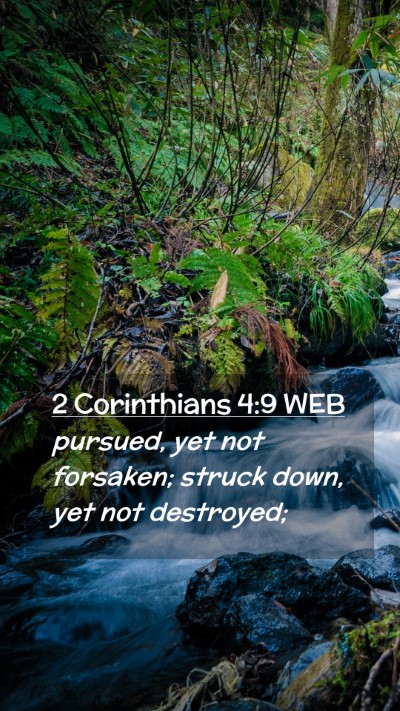 Picture 02 - 2 Corinthians 4:9 WEB Mobile Phone Wallpaper - pursued, yet not forsaken; struck down, yet not - Mobile Bible Verse Wallpaper