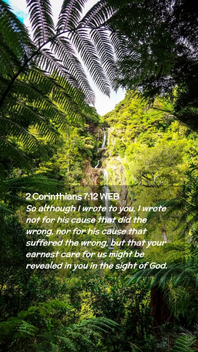 Picture 02 - 2 Corinthians 7:12 WEB Mobile Phone Wallpaper - So although I wrote to you, I wrote not for his - Mobile Bible Verse Wallpaper