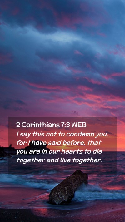 Picture 02 - 2 Corinthians 7:3 WEB Mobile Phone Wallpaper - I say this not to condemn you, for I have said - Mobile Bible Verse Wallpaper