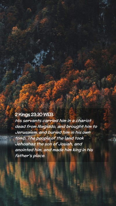 Picture 02 - 2 Kings 23:30 WEB Mobile Phone Wallpaper - His servants carried him in a chariot dead from - Mobile Bible Verse Wallpaper