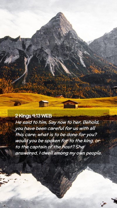 Picture 02 - 2 Kings 4:13 WEB Mobile Phone Wallpaper - He said to him, Say now to her, Behold, you have - Mobile Bible Verse Wallpaper