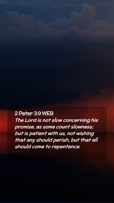 Picture 02 - 2 Peter 3:9 WEB Mobile Phone Wallpaper - The Lord is not slow concerning his promise, as - Mobile Bible Verse Wallpaper