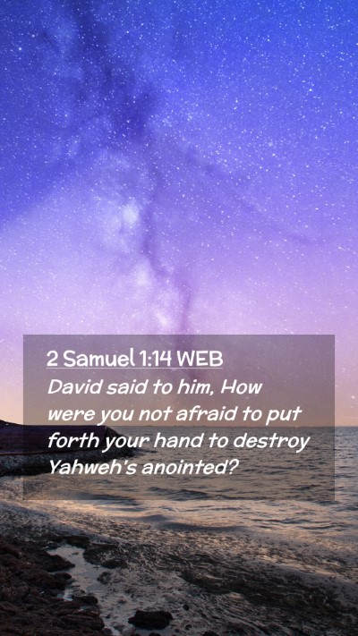 Picture 02 - 2 Samuel 1:14 WEB Mobile Phone Wallpaper - David said to him, How were you not afraid to put - Mobile Bible Verse Wallpaper