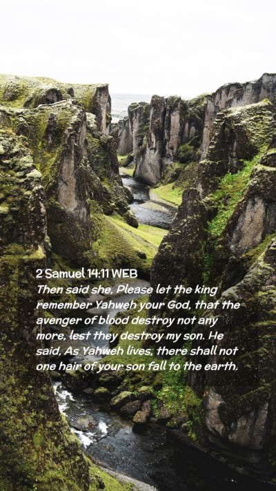 Picture 02 - 2 Samuel 14:11 WEB Mobile Phone Wallpaper - Then said she, Please let the king remember - Mobile Bible Verse Wallpaper
