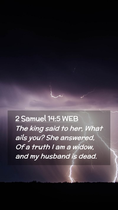 Picture 02 - 2 Samuel 14:5 WEB Mobile Phone Wallpaper - The king said to her, What ails you? She - Mobile Bible Verse Wallpaper