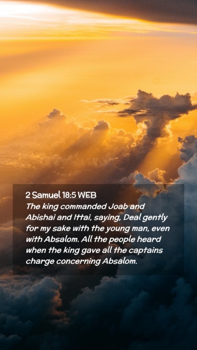 Picture 02 - 2 Samuel 18:5 WEB Mobile Phone Wallpaper - The king commanded Joab and Abishai and Ittai, - Mobile Bible Verse Wallpaper