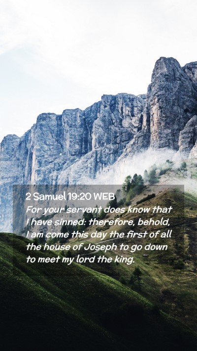 Picture 02 - 2 Samuel 19:20 WEB Mobile Phone Wallpaper - For your servant does know that I have sinned: - Mobile Bible Verse Wallpaper