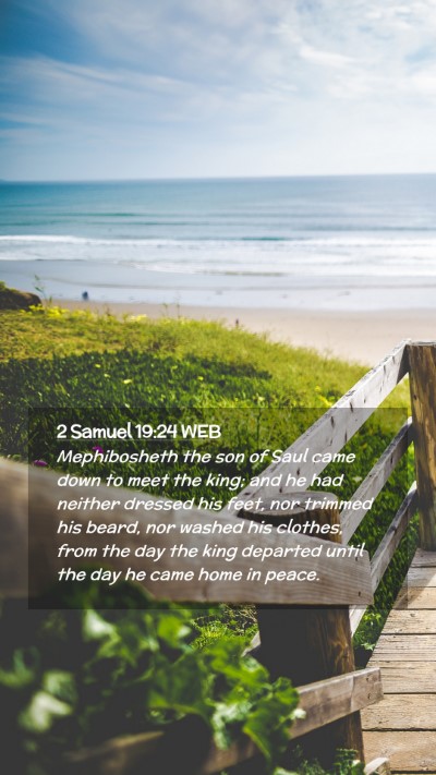 Picture 02 - 2 Samuel 19:24 WEB Mobile Phone Wallpaper - Mephibosheth the son of Saul came down to meet - Mobile Bible Verse Wallpaper