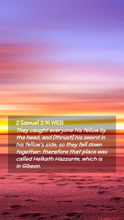 Picture 02 - 2 Samuel 2:16 WEB Mobile Phone Wallpaper - They caught everyone his fellow by the head, and - Mobile Bible Verse Wallpaper