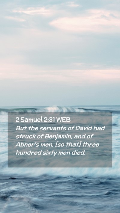 Picture 02 - 2 Samuel 2:31 WEB Mobile Phone Wallpaper - But the servants of David had struck of Benjamin, - Mobile Bible Verse Wallpaper