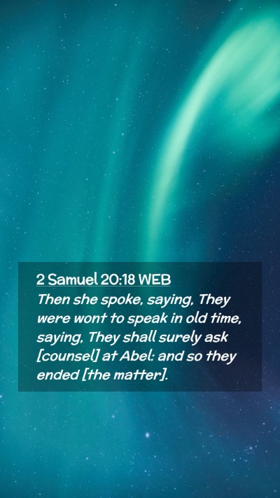 Picture 02 - 2 Samuel 20:18 WEB Mobile Phone Wallpaper - Then she spoke, saying, They were wont to speak - Mobile Bible Verse Wallpaper