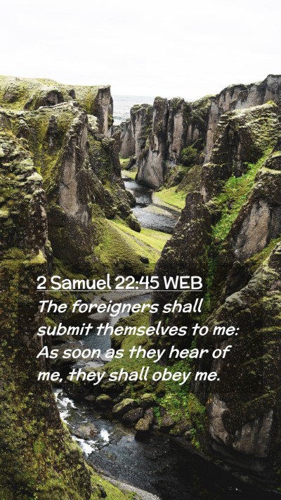 Picture 02 - 2 Samuel 22:45 WEB Mobile Phone Wallpaper - The foreigners shall submit themselves to me: As - Mobile Bible Verse Wallpaper