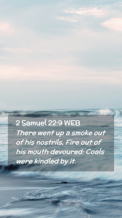 Picture 02 - 2 Samuel 22:9 WEB Mobile Phone Wallpaper - There went up a smoke out of his nostrils, Fire - Mobile Bible Verse Wallpaper