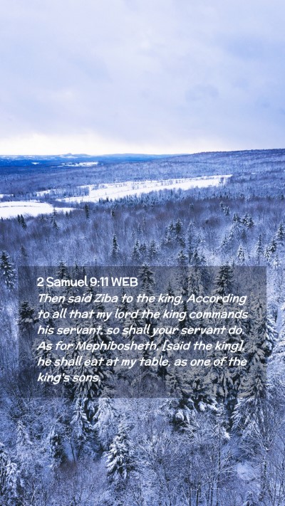Picture 02 - 2 Samuel 9:11 WEB Mobile Phone Wallpaper - Then said Ziba to the king, According to all that - Mobile Bible Verse Wallpaper