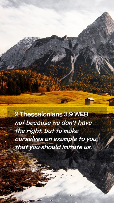Picture 02 - 2 Thessalonians 3:9 WEB Mobile Phone Wallpaper - not because we don't have the right, but to make - Mobile Bible Verse Wallpaper