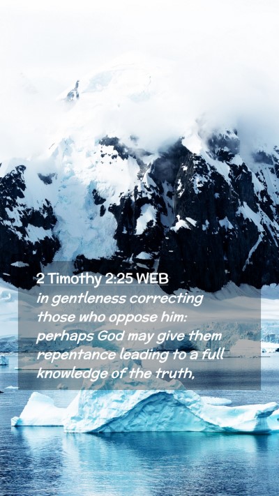 Picture 02 - 2 Timothy 2:25 WEB Mobile Phone Wallpaper - in gentleness correcting those who oppose him: - Mobile Bible Verse Wallpaper