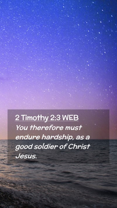 Picture 02 - 2 Timothy 2:3 WEB Mobile Phone Wallpaper - You therefore must endure hardship, as a good - Mobile Bible Verse Wallpaper