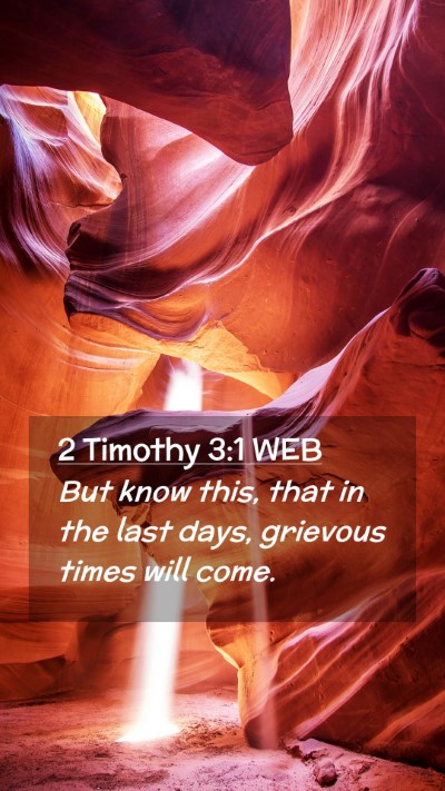 Picture 02 - 2 Timothy 3:1 WEB Mobile Phone Wallpaper - But know this, that in the last days, grievous - Mobile Bible Verse Wallpaper
