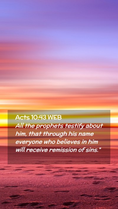 Picture 02 - Acts 10:43 WEB Mobile Phone Wallpaper - All the prophets testify about him, that through - Mobile Bible Verse Wallpaper
