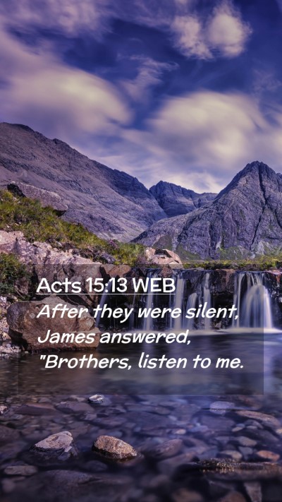 Picture 02 - Acts 15:13 WEB Mobile Phone Wallpaper - After they were silent, James answered, - Mobile Bible Verse Wallpaper