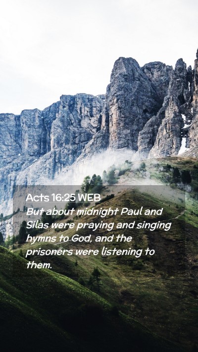 Picture 02 - Acts 16:25 WEB Mobile Phone Wallpaper - But about midnight Paul and Silas were praying - Mobile Bible Verse Wallpaper