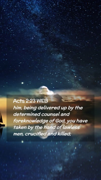 Picture 02 - Acts 2:23 WEB Mobile Phone Wallpaper - him, being delivered up by the determined counsel - Mobile Bible Verse Wallpaper