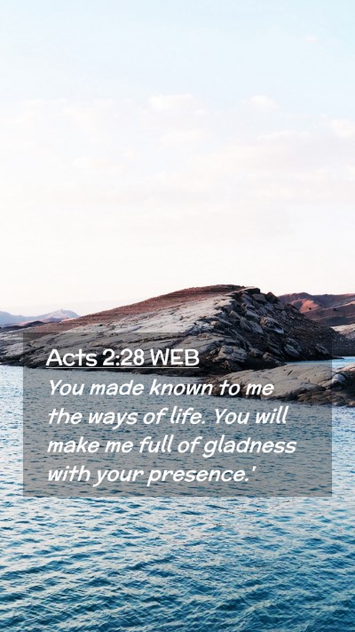 Picture 02 - Acts 2:28 WEB Mobile Phone Wallpaper - You made known to me the ways of life. You will - Mobile Bible Verse Wallpaper