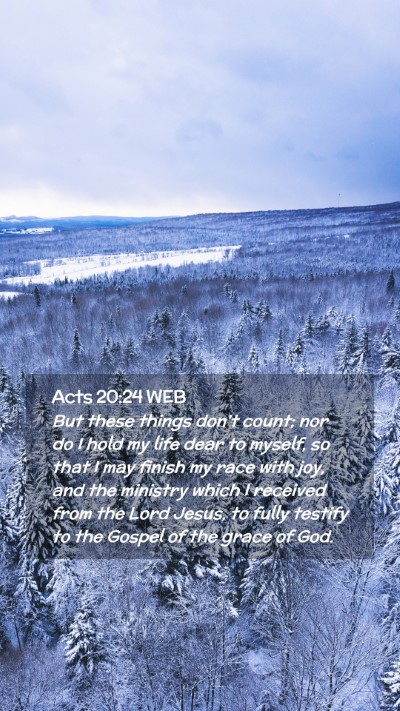 Picture 02 - Acts 20:24 WEB Mobile Phone Wallpaper - But these things don't count; nor do I hold my - Mobile Bible Verse Wallpaper