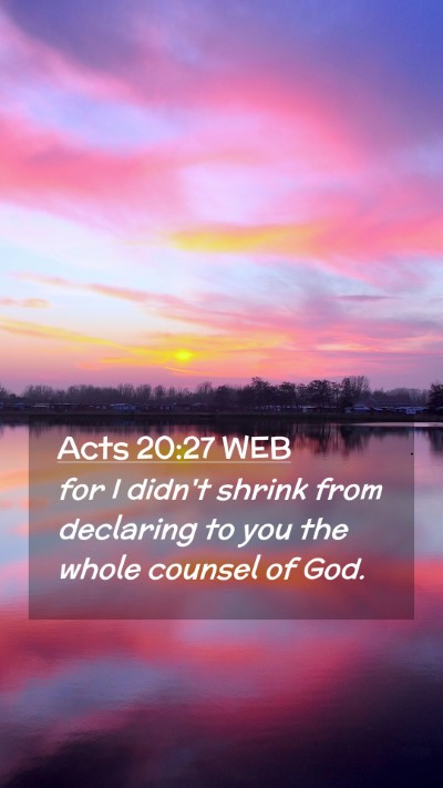Picture 02 - Acts 20:27 WEB Mobile Phone Wallpaper - for I didn't shrink from declaring to you the - Mobile Bible Verse Wallpaper