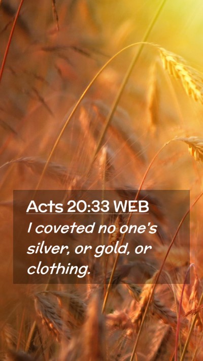 Picture 02 - Acts 20:33 WEB Mobile Phone Wallpaper - I coveted no one's silver, or gold, or - Mobile Bible Verse Wallpaper