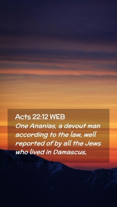 Picture 02 - Acts 22:12 WEB Mobile Phone Wallpaper - One Ananias, a devout man according to the law, - Mobile Bible Verse Wallpaper