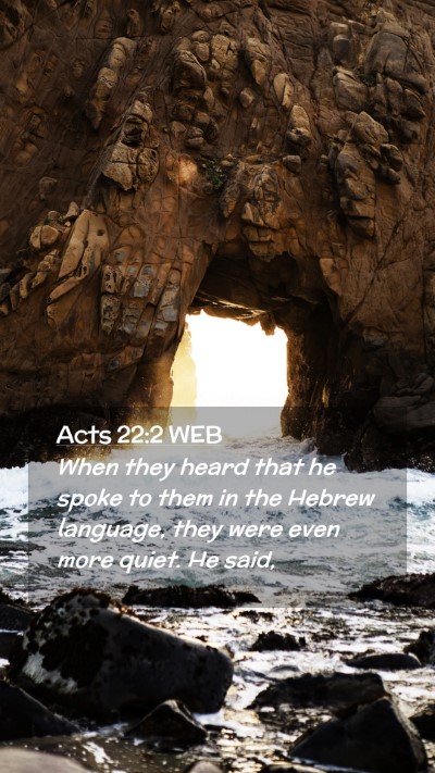 Picture 02 - Acts 22:2 WEB Mobile Phone Wallpaper - When they heard that he spoke to them in the - Mobile Bible Verse Wallpaper