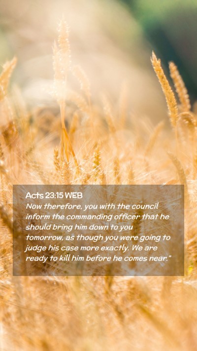 Picture 02 - Acts 23:15 WEB Mobile Phone Wallpaper - Now therefore, you with the council inform the - Mobile Bible Verse Wallpaper