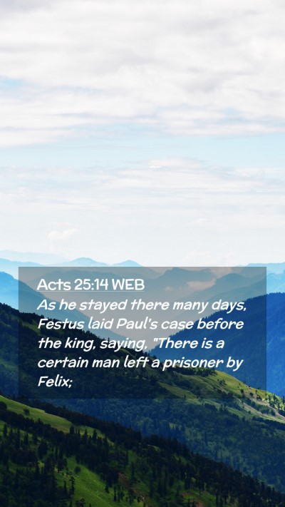 Picture 02 - Acts 25:14 WEB Mobile Phone Wallpaper - As he stayed there many days, Festus laid Paul's - Mobile Bible Verse Wallpaper